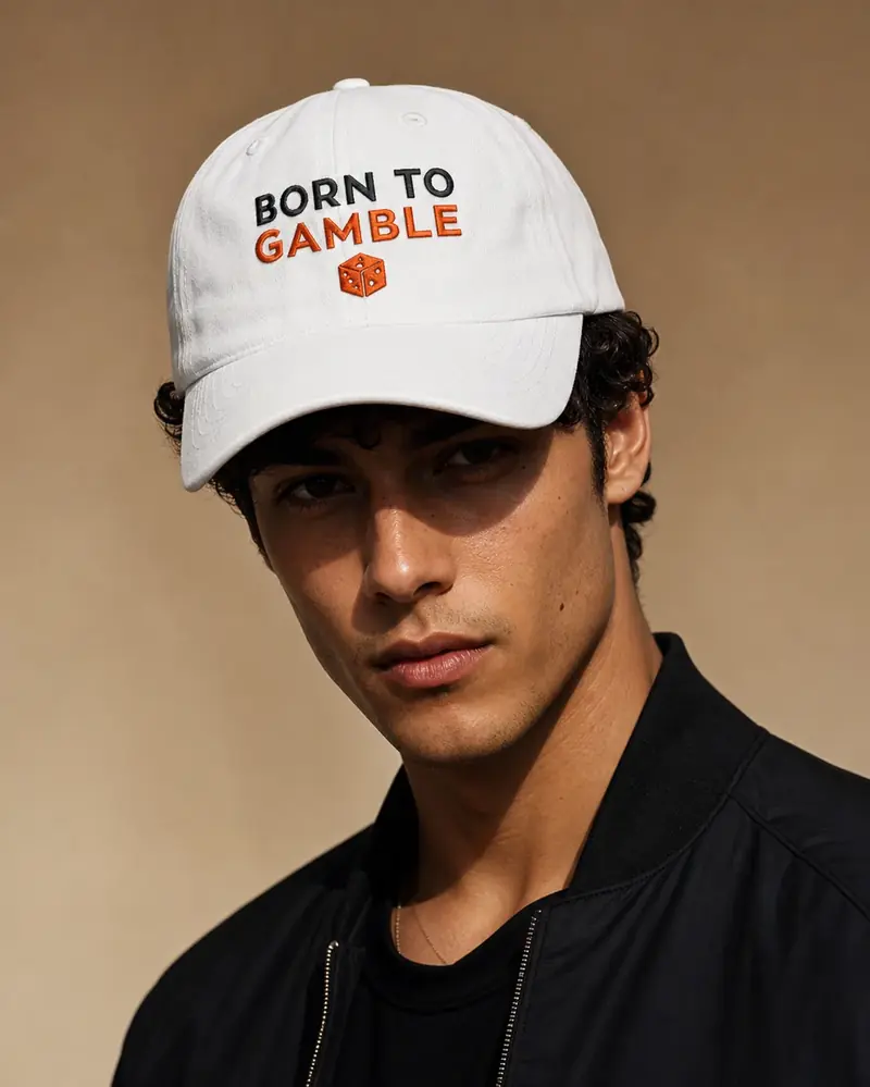 Casquette brodée Born To Gamble Blanc