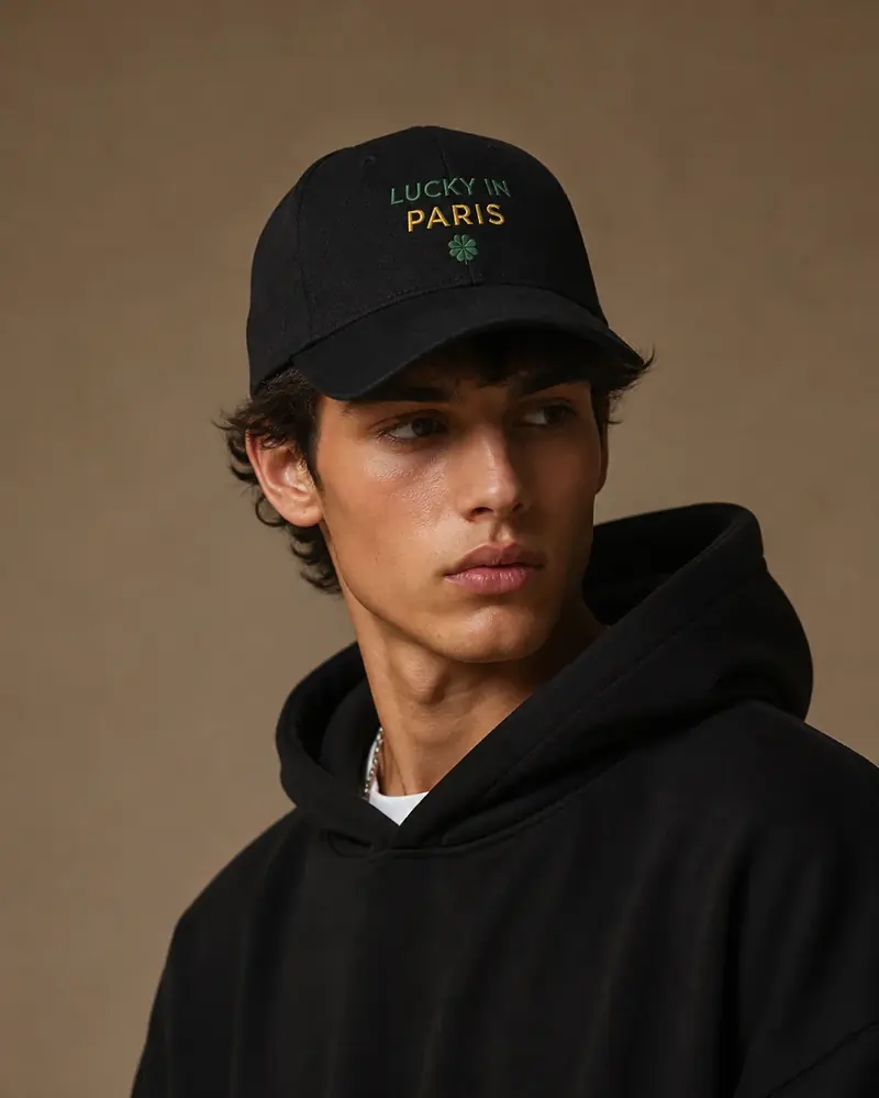Casquette brodée Lucky In Paris Noir