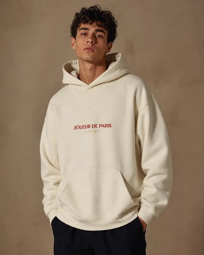 Hoodie Joueur De Paris 7 Crème