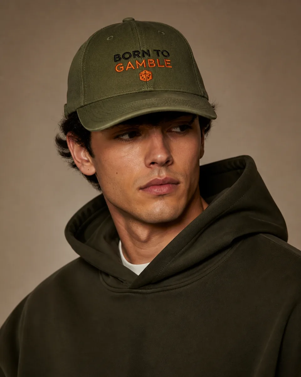 Casquette brodée Born To Gamble Kaki