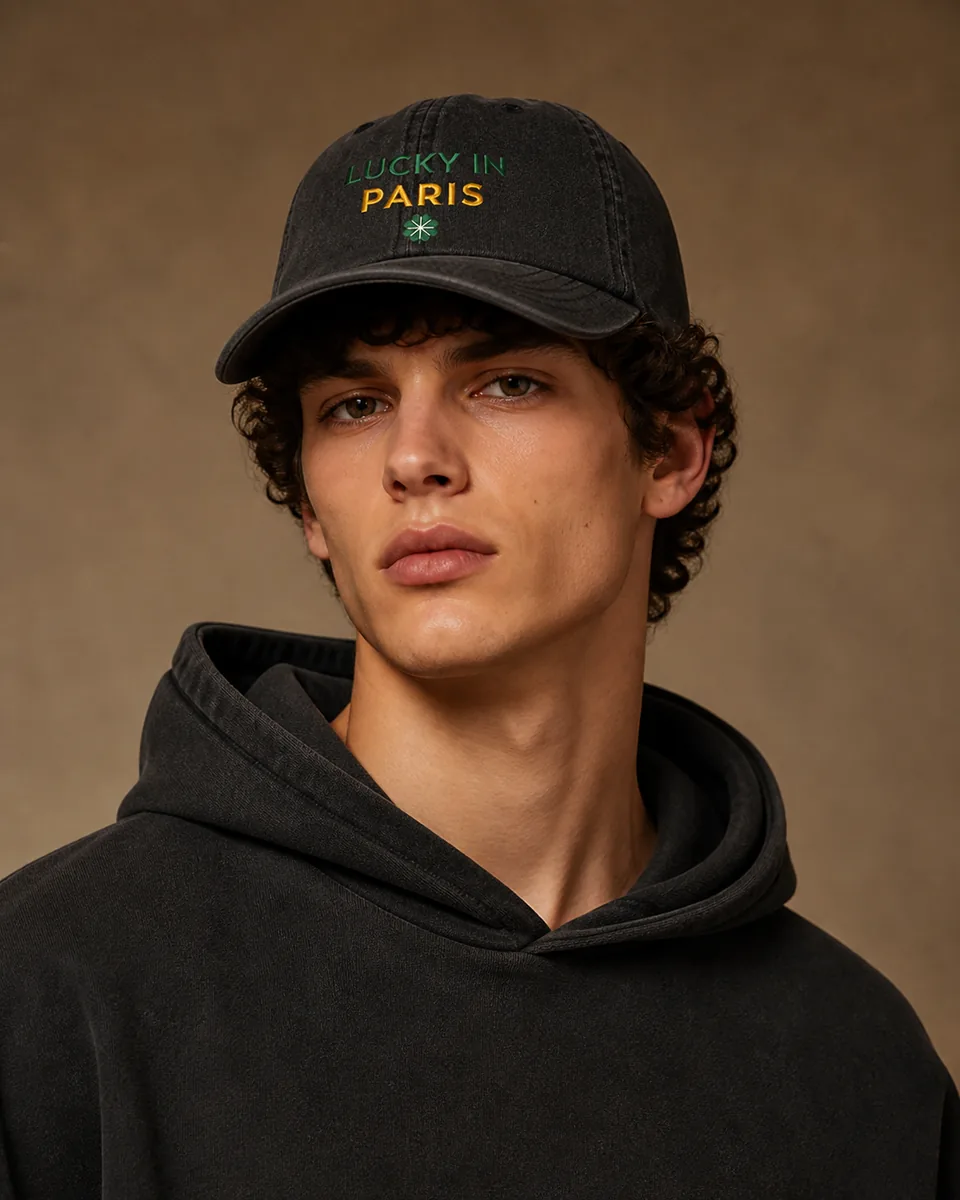 Casquette brodée Lucky In Paris Gris foncé