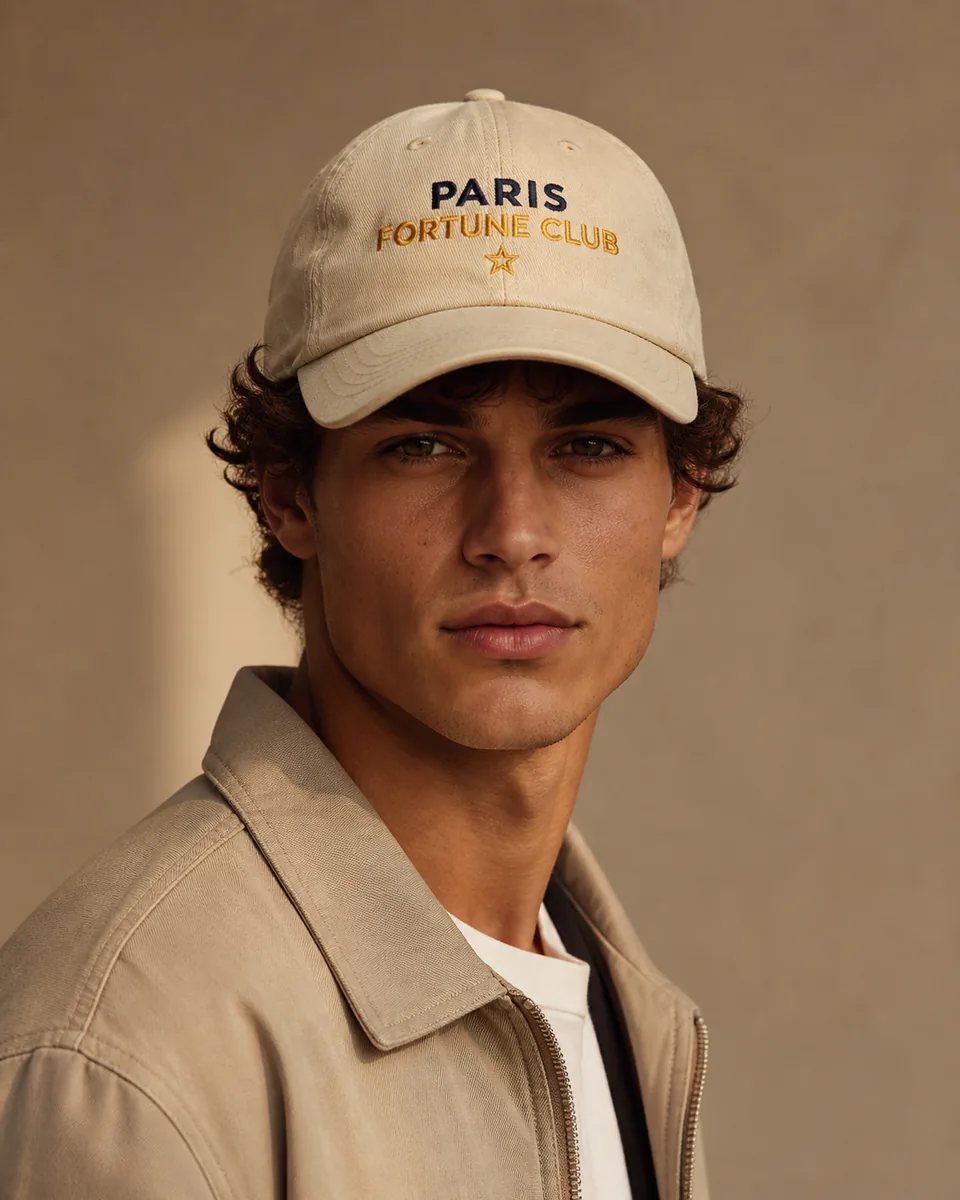 Casquette brodée Paris Fortune Club Sable