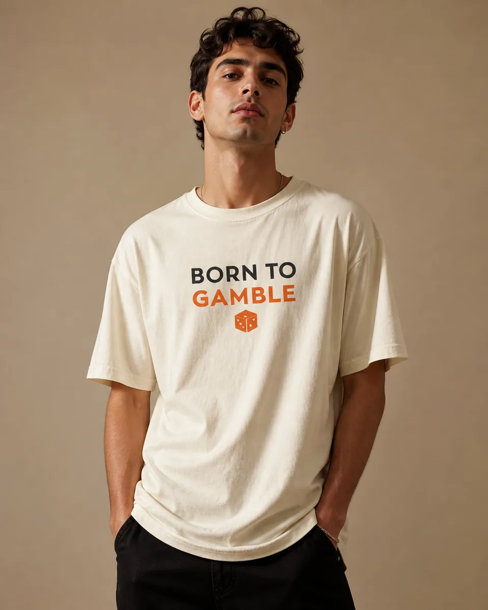 T-shirt Born To Gamble Crème