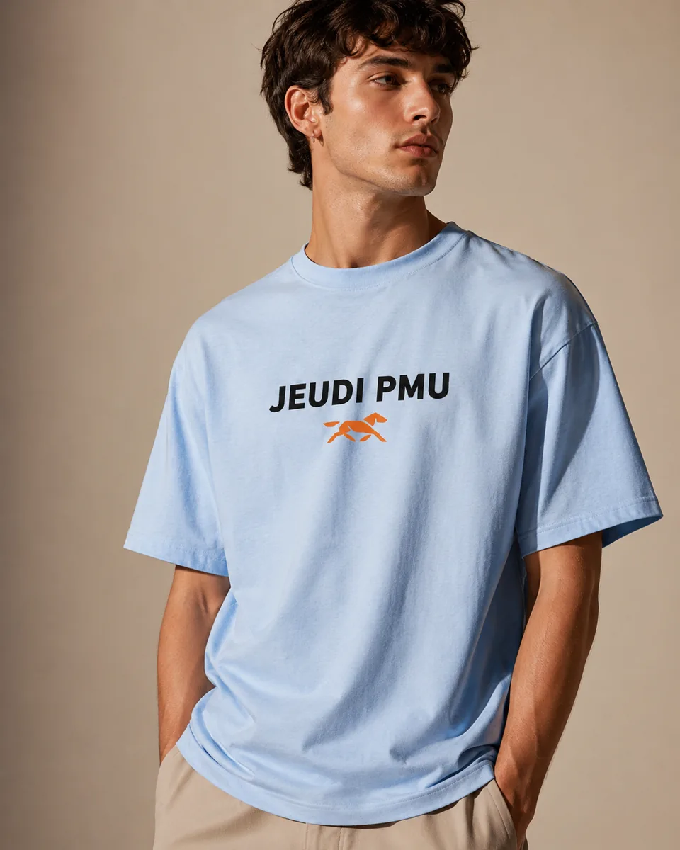 T-shirt Jeudi PMU Joueur De Paris Bleu ciel