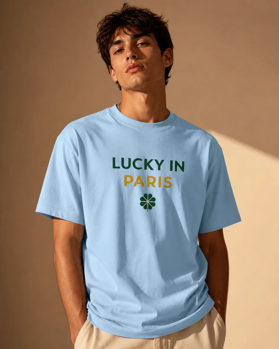 T-shirt Lucky In Paris Bleu ciel