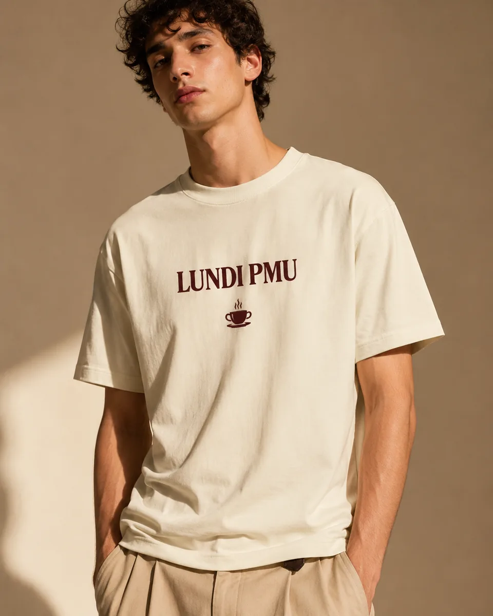 T-shirt Lundi PMU Coffee Crème