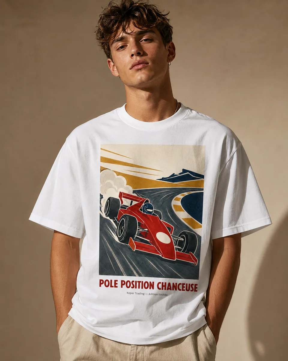 T-shirt Pole Position Blanc