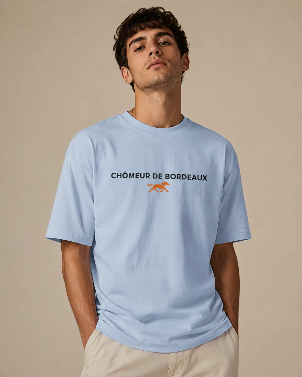 T-shirt Chômeur Bordeaux Bleu ciel