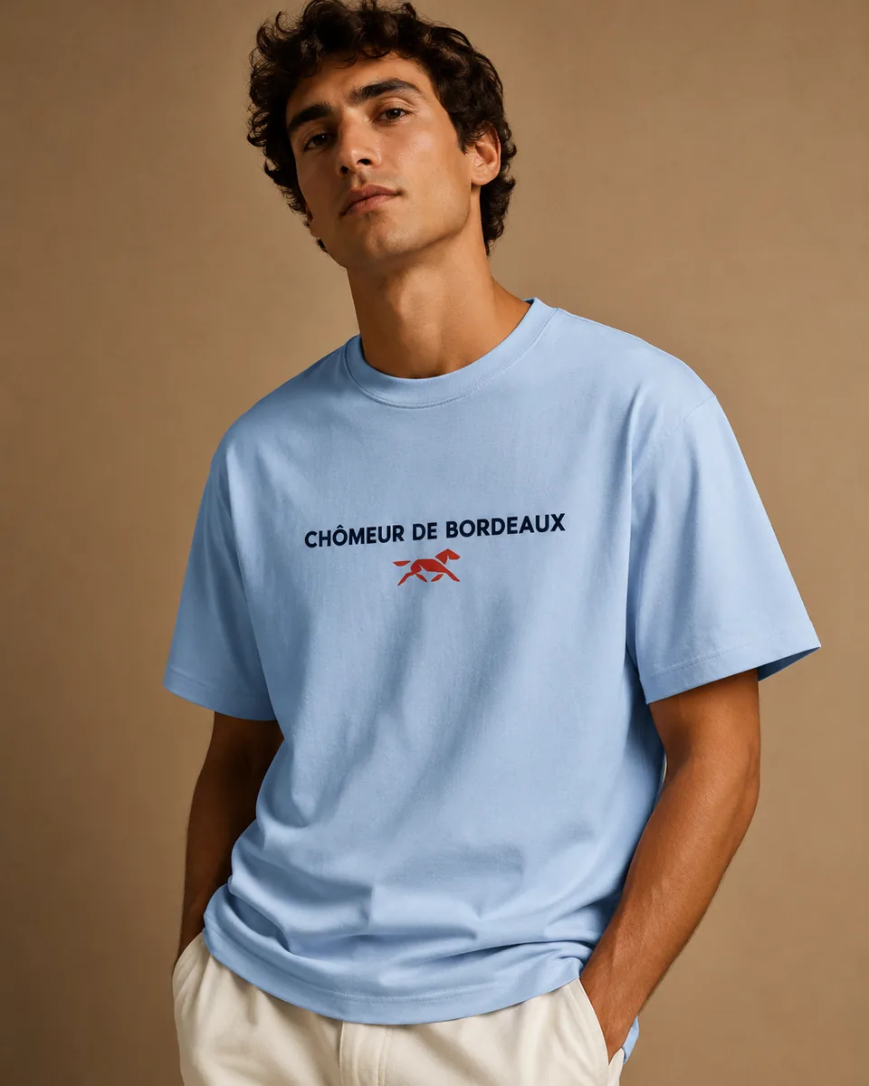 T-shirt Chômeur Bordeaux Bleu ciel 2