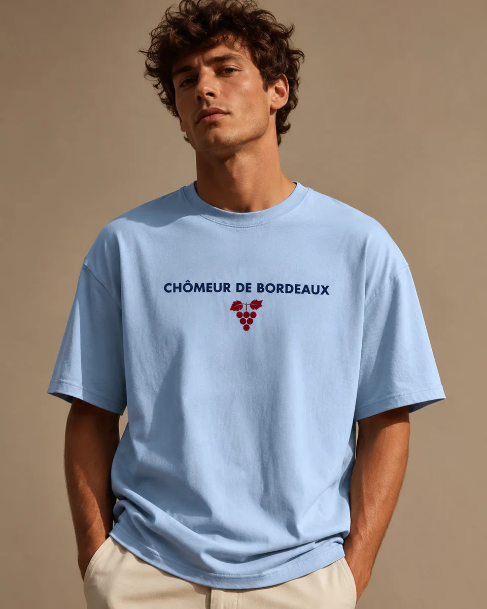 T-shirt Chômeur Bordeaux Bleu ciel 3