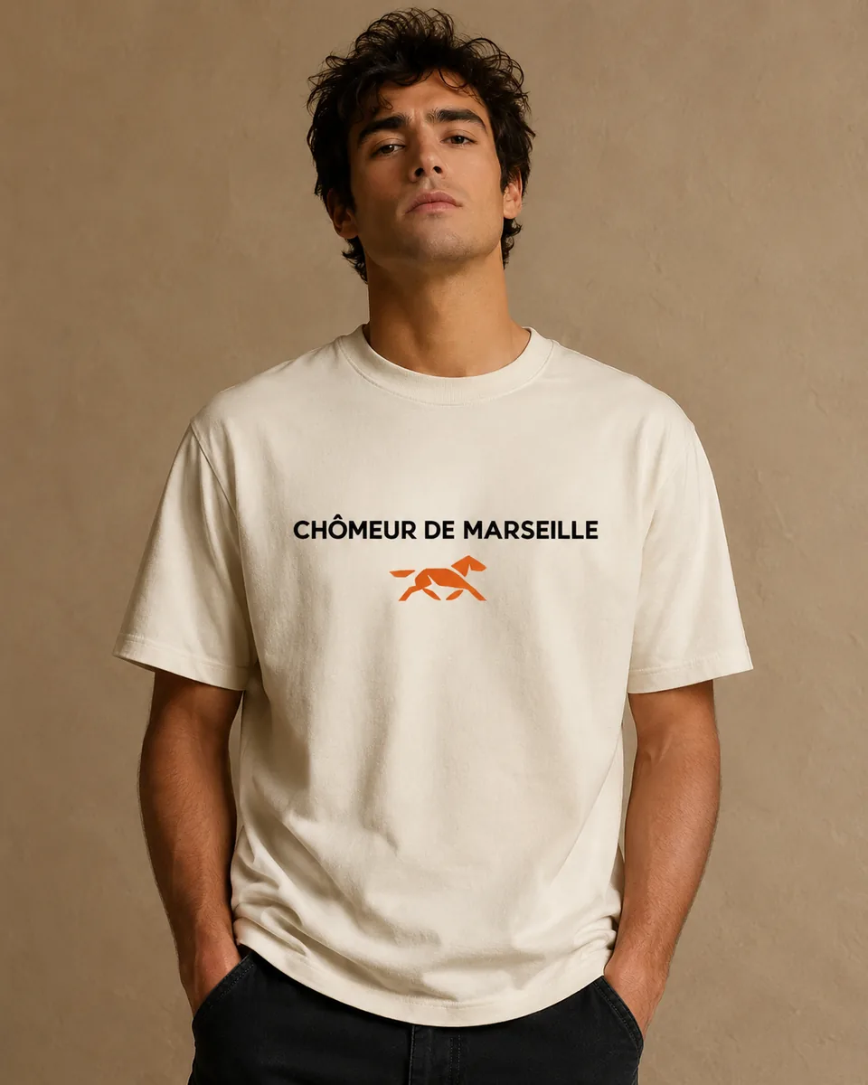 T-shirt Chômeur Marseille Crème