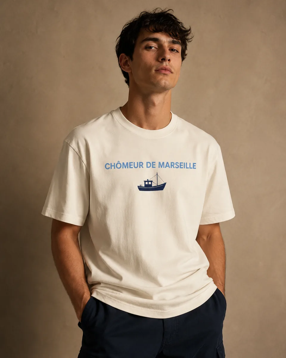 T-shirt Chômeur Marseille Crème 3