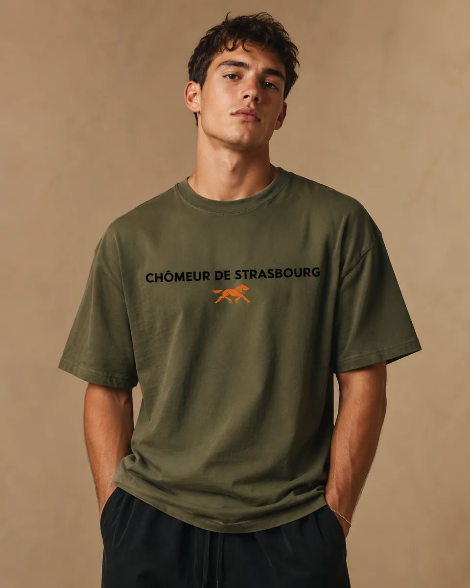 T-shirt Chômeur Strasbourg Vert kaki