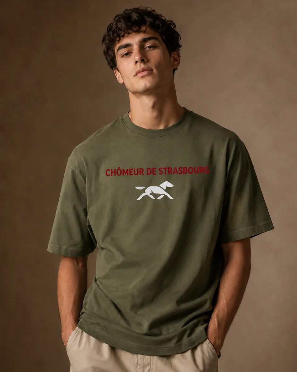 T-shirt Chômeur Strasbourg Vert kaki 2
